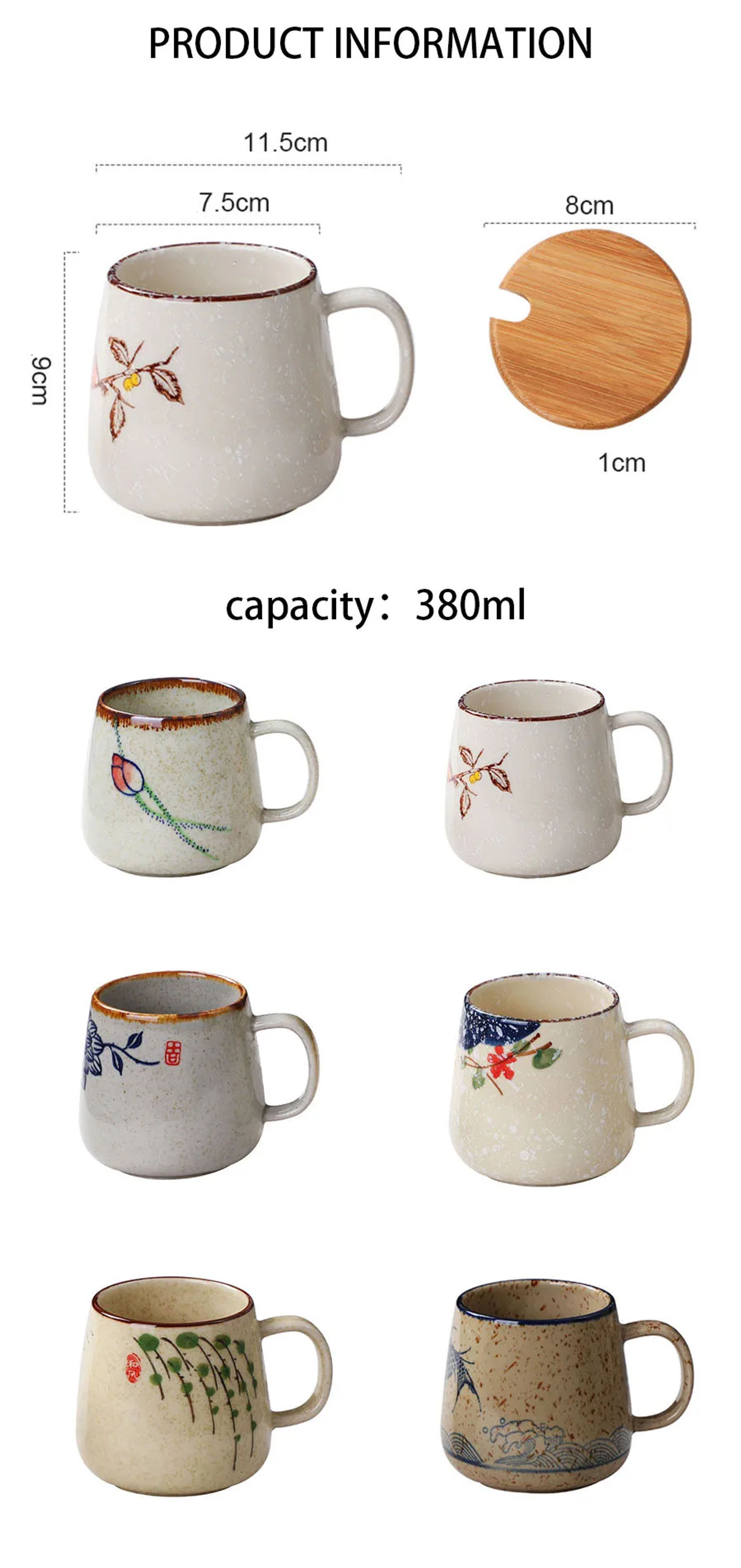 Description Picture 2 of itemYWDL 380ml Japanese Retro Style Ceramic Coffe Mug Kiln Glaze Milk Breakfast Cups Home Teacup Tumbler Water Mug Gift For Friends