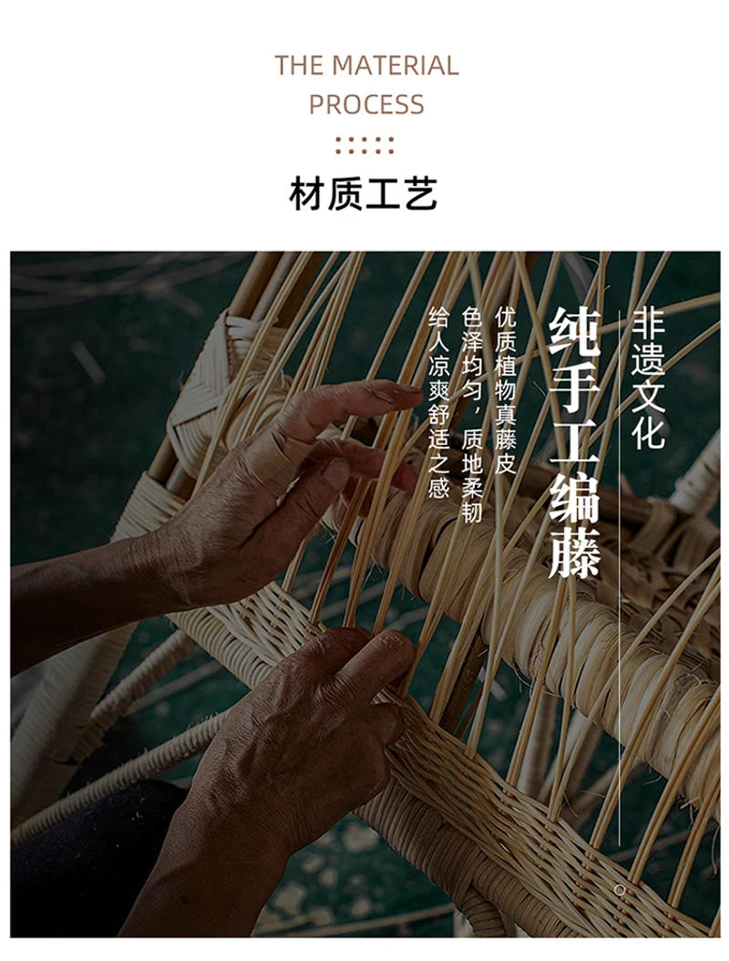 Description Picture 5 of itemBalcony sofa chair Hotel guest single chair Nordic rattan woven backrest chair Solid wood adult leisure Living Room Furniture