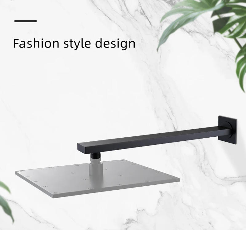 Description Picture 6 of item24 Inches Mattle Black Extension Shower Arm Square Stainless Steel Wall Mounted Tube Pipe For Fixed Showerheads Accessories