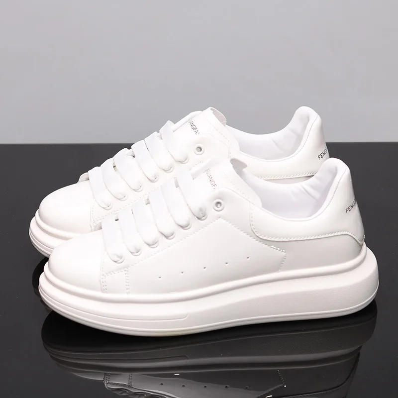 Description Picture 3 of itemCouple Board Shoes Thick Sole Small White Shoes Leather Luxury Men Shoes Women Casual Shoes Male Sport Shoes Tennis Sneakers