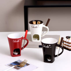 Fondue Mug Chocolate Melting Cup Coffee Cup Butter Melt Pot 130ml Candy Hot Pot for Dessert Home Anniversary Birthday Cooking
