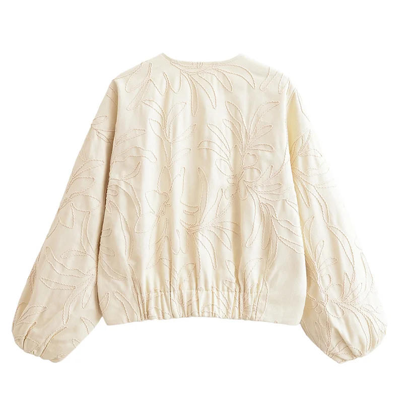 Description Picture 3 of itemWomen's Jacket New Summer 2025 White Long Sleeve Jacket Thick Rope Embroidery Design Casual Fashion Personality Versatile