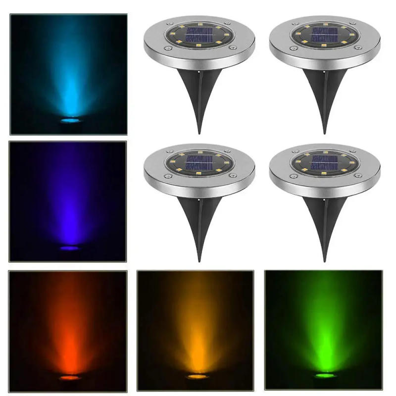 Description Picture 2 of item4Pcs Colored Solar Disk Light Outdoor Garden Solar Underground Light Deck Light Spotlight Buried Solar LED Lamp Garden Decor