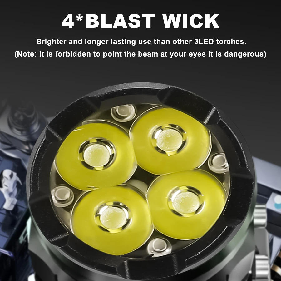 Description Picture 2 of itemPowerful Mini 4LED Flashlight With Pen Clip and Magnet Use 18350 Battery Rechargeable Outdoor Portable Torch Emergency Lantern