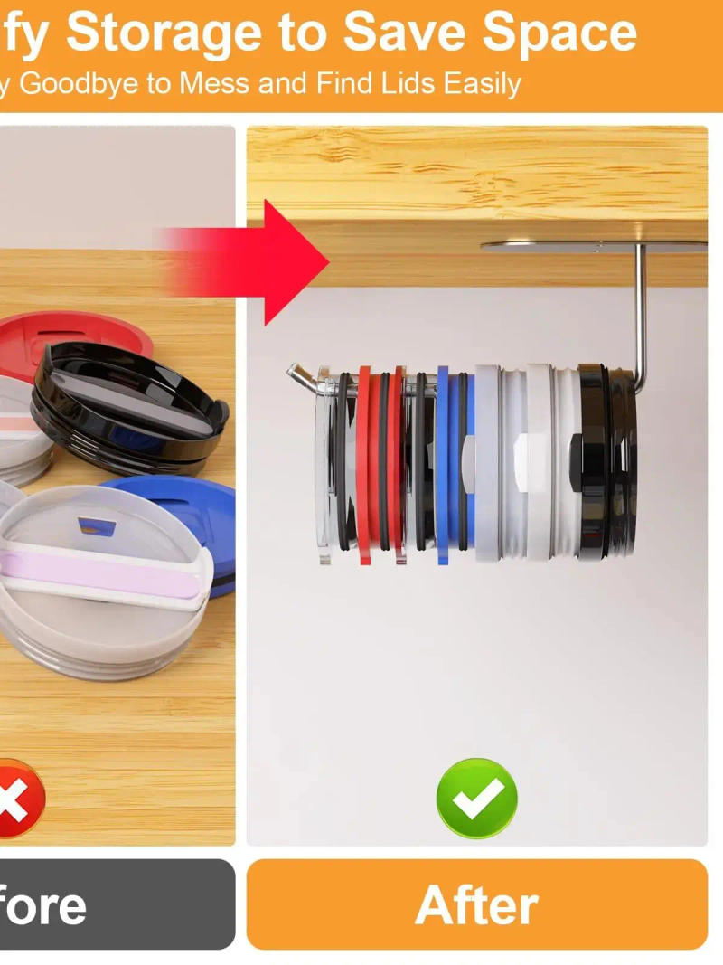 Description Picture 3 of itemTumbler Lid Organizer, Space Saving Cup Lid Organizer for Yeti Tumbler/Stanley Tumbler/Simple Modern Tumbler Lids 2pcs