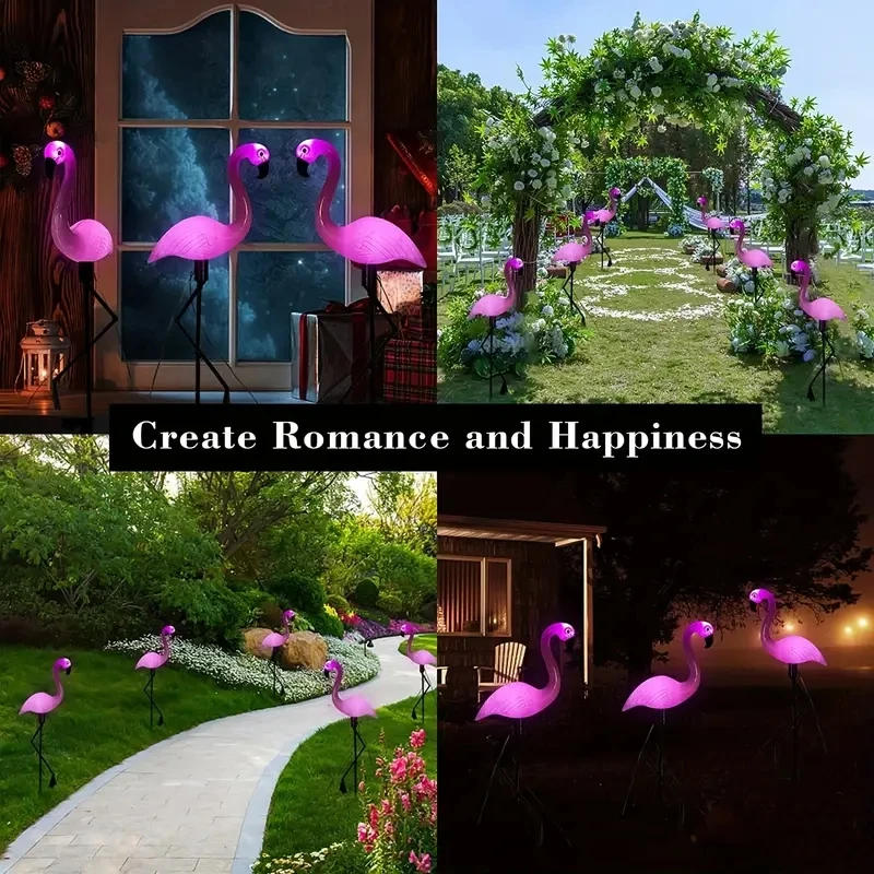Description Picture 5 of item3 Pcs Outdoor Solar Lights Flamingo Garden Led Stake Light Pathway Lawn Yard Landscape Halloween Christmas Decorative Lights