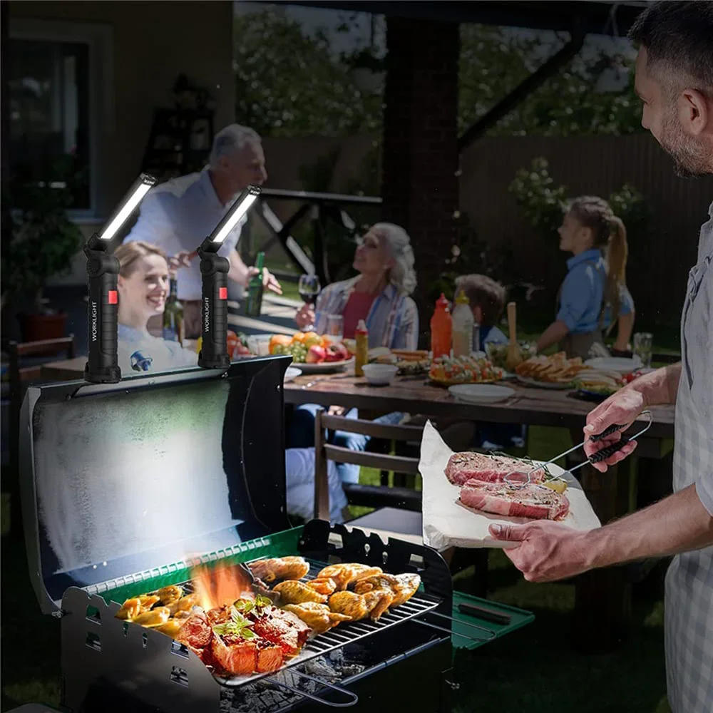 Description Picture 4 of itemPortable Flashlight COB LED Magnetic Lanterna USB Rechargeable Work Light Hanging Lamp with Built-in Battery Camping Torch