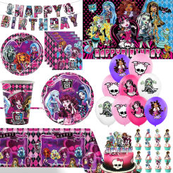 Monster Doll Spirit High School Birthday Party Decoration Disposable Cake Topper Balloon Banner for Kids Baby Shower Supplies