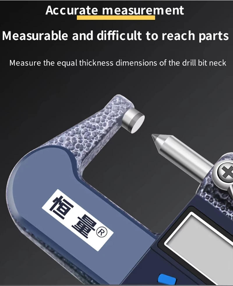 Description Picture 6 of itemHengliang 0-25mm 0.001mm Measurement high-precision stainless steel blade tip keyway small head micrometer micrometer digital