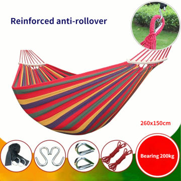Hammock with Boom Double/Single Adult Power Swing Chair Travel Camping Bed Outdoor Furniture Anti-Rollover Canvas Hammock