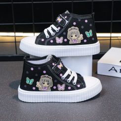 Children's Canvas Shoes Four Seasons White Boys Girls Small White Shoes 3-15 Years Old Black Soft Non-slip Kids Casual Sneakers