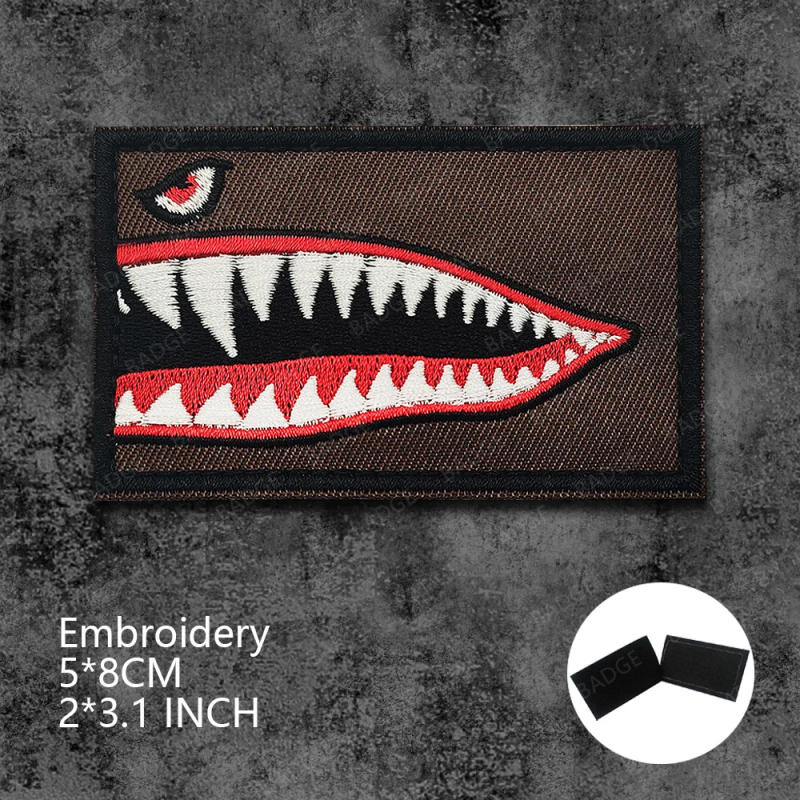 Description Picture 4 of itemShark Embroidery Reflective Patch Tactical Angry Shark Bullet Missile Soldier Helmet Vest Uniform Emblem Badge Decoration