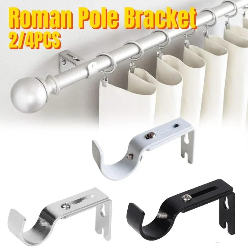 Description Picture 2 of itemMetal Adjustable Roman Rod Bracket Long and Short Direction Retractable Heavy-duty Curtain Rod Bracket Hook Base Accessories
