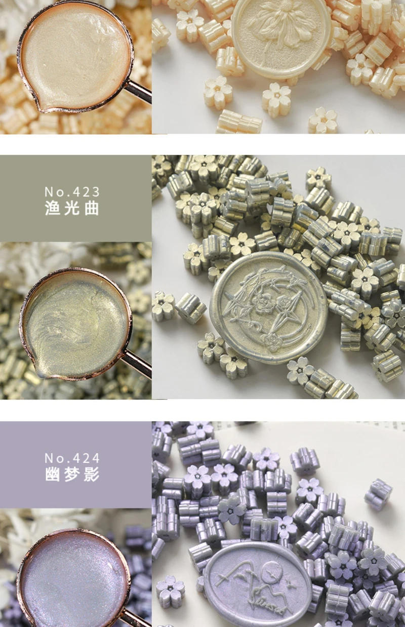 Description Picture 4 of item60pcs Sakura Wax Seal Beads INS Glitter Fire Paint Wax Beads DIY Envelope Wedding Invitation Vintage Stamp Craft Supplies