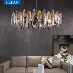 Modern Luxury Crystal Chandeliers Lighting Indoor Lustre E14 LED Pendant Lamp for Living Room Art Decor Hanging Light