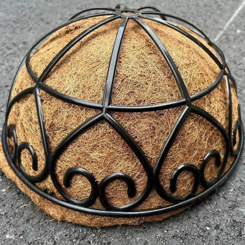 Description Picture 3 of itemHangings Plant Basket with Coconut Palm Liners Round Iron Chain Hanging Flowerpot Outdoor Flower Pots Patio Lawn Garden Decor