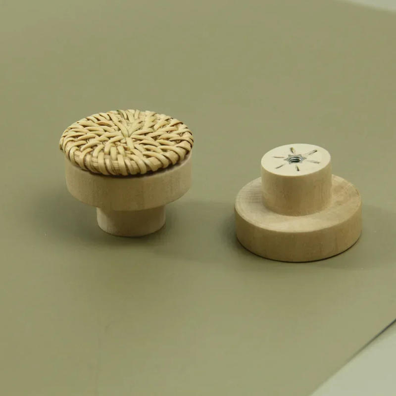Description Picture 3 of item6Pcs 30/35/40/45mm Rattan Dresser Knobs Round Wooden Drawer Knobs Handmade Wicker Woven And Screws For Furniture Pulls Handles