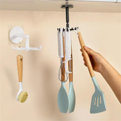 Multi Functional 360 ° Rotating 7-claw Hook, Kitchen Seamless Storage Hook, Household Non Perforated Adhesive Hook