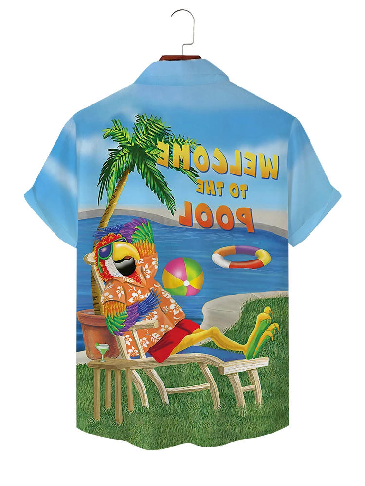 Description Picture 5 of itemHawaii summer hot men's short-sleeved shirt, popular beach vacation, 3D Hawaiian print casual shirt, loose plus size men's wear