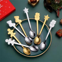5/1PCS Christmas Coffee Spoon & Fork Sets Coffee Stirring Spoon Creative Dessert Tea Spoon Shovel Christmas Gift Box