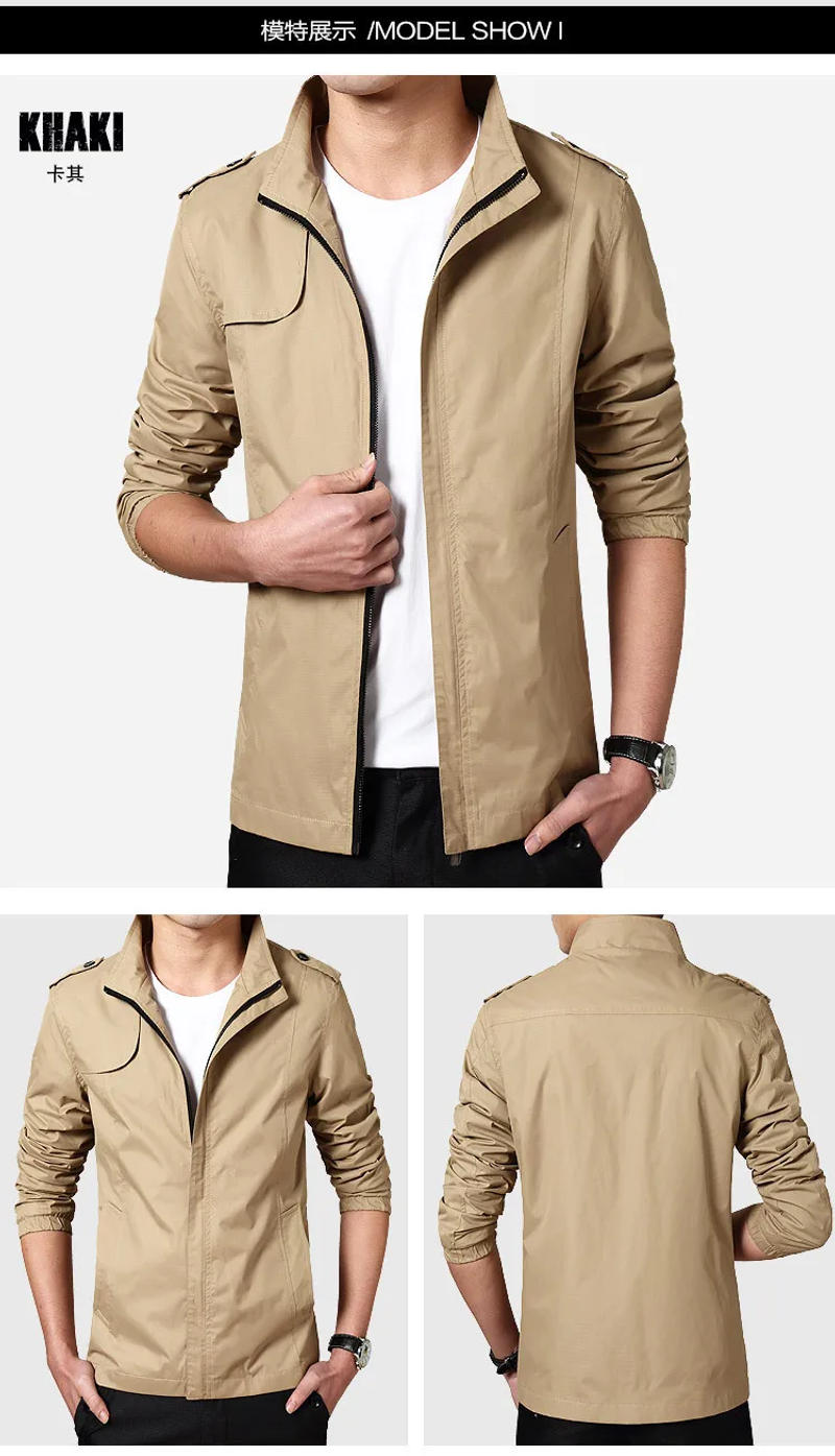 Description Picture 5 of itemCaogo Coat men Plus Size Slim fit Jacket Men's Waterproof jackets Casual Windbreaker Zipper Jackets Man Solid Waterproof Outdoor