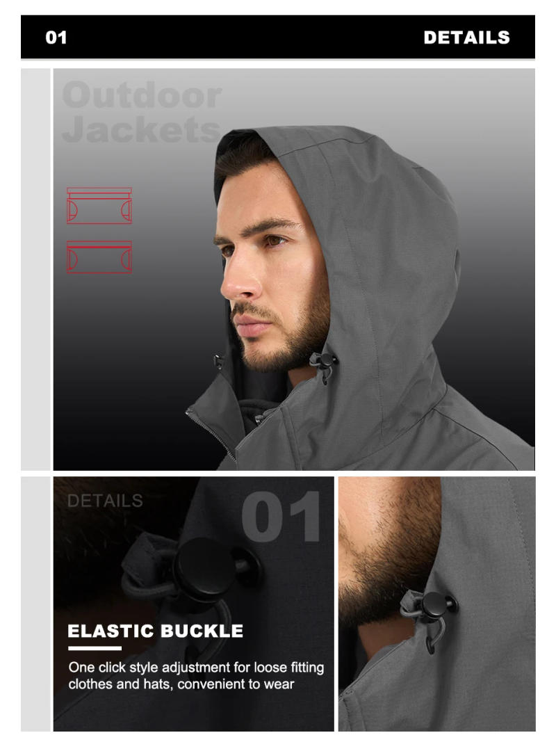 Description Picture 6 of itemBaasploa Men Jackets Windproof Waterproof Autumn Winter Comfort Warm Coats Two-In-One Disassemble Windbreaker Men Hiking Outdoor