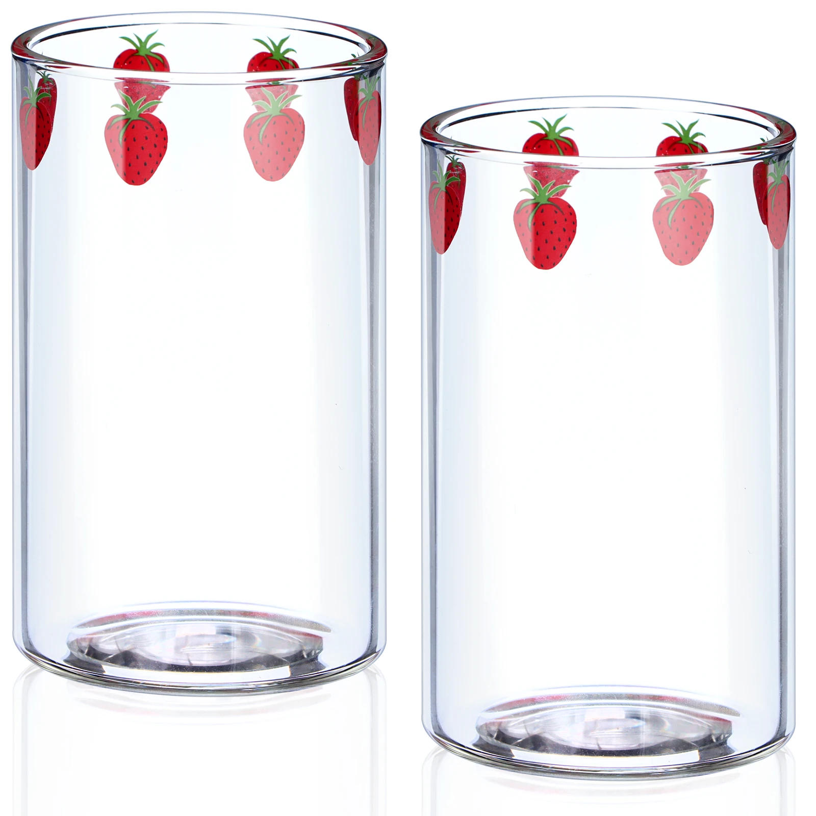 Description Picture 3 of item1-6pcs 300ml Strawberry Coffee Mugs Cute Glass Cup with Straw Creative Transparent Water Drinking Student Milk Gift Drinkware