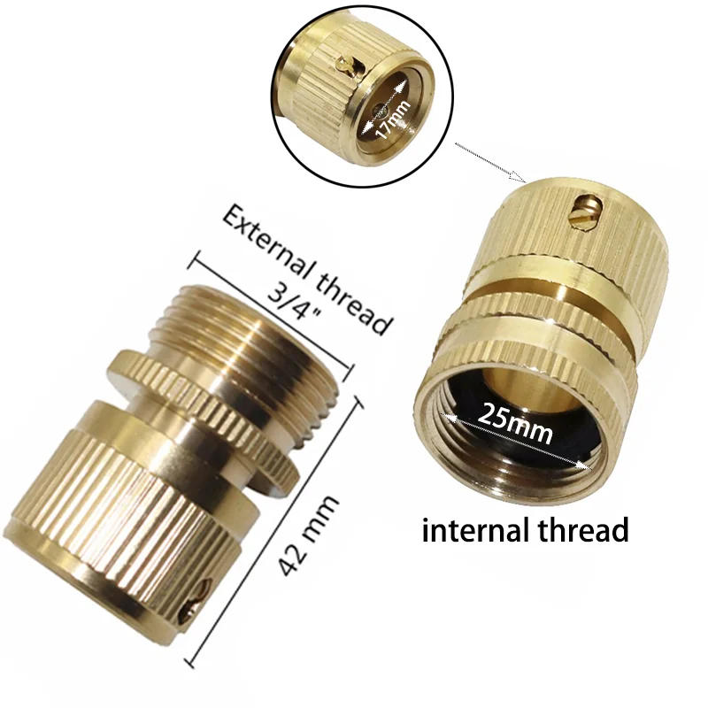 Description Picture 2 of item1 Pcs 3/4 Inch Male Female Thread Copper Quick Connector Garden Water Connection Accessories Car Washing Pipe Fittings