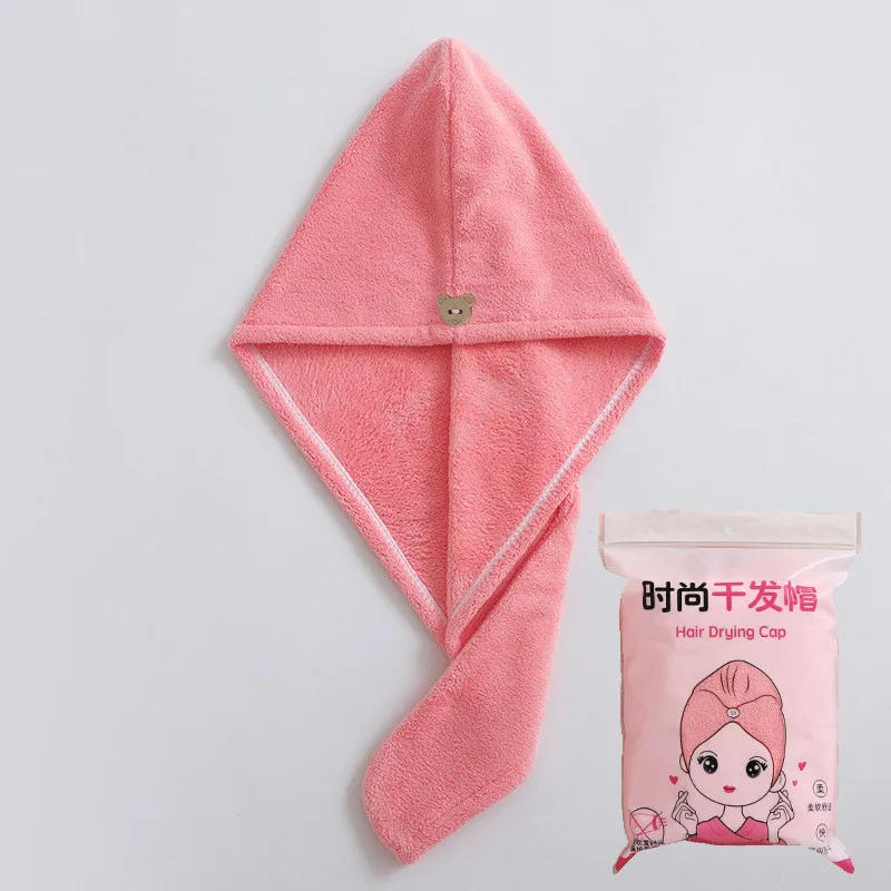 Description Picture 3 of itemPurchase Products Microfiber Hair Towel Hair Cap With Button Feminine Bathroom Accessories Quick-drying Bathrobe Home Textile