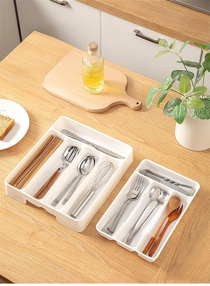 Description Picture 3 of itemMulti-purpose Cutlery Storage Tray Cutlery Fork Spoon Compartmentalized Organizer Kitchen Drawer Categorized Storage Boxes