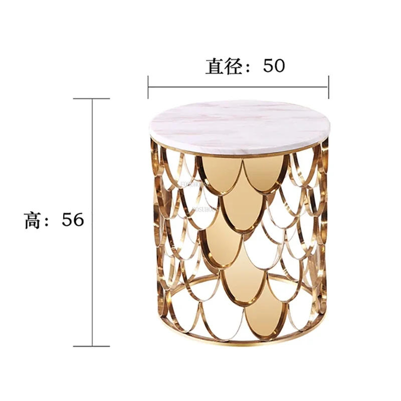 Description Picture 5 of itemNordic Light Luxury Metal Coffee Tables Home Furniture Living Room Designer Fish Scale Side Table Bedroom Creative Bedside Table