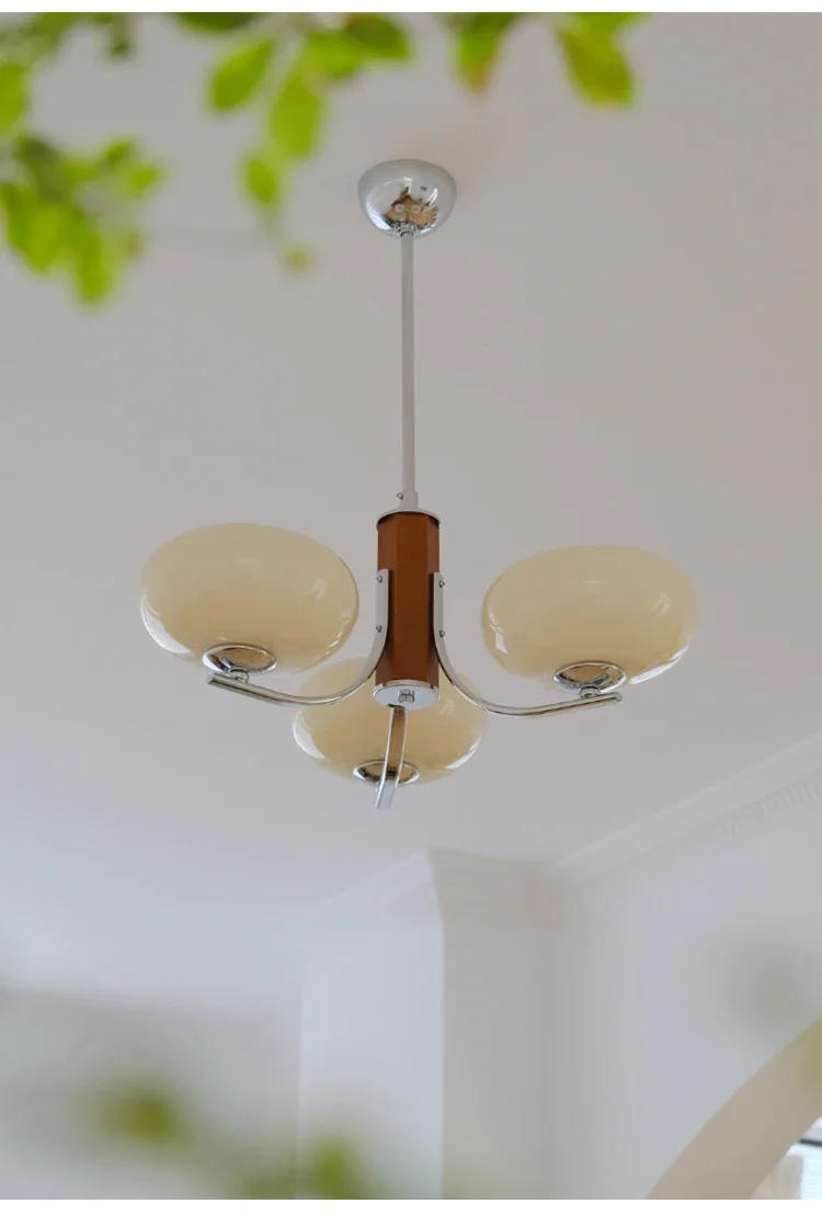 Description Picture 4 of itemVintage Glass Pendant Light Retro Wood Living Room LED Ceiling Chandelier Restaurant Dining Table Loft Hanging Light for Fixture