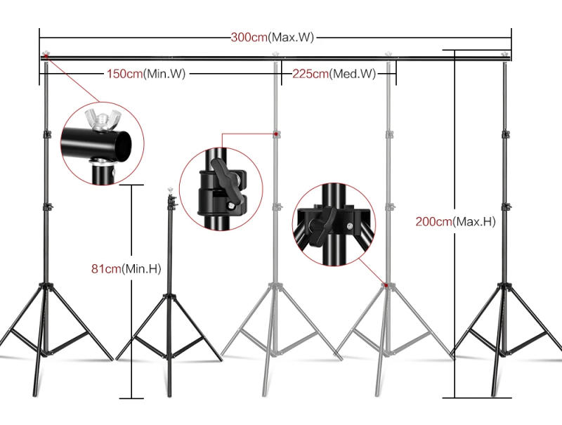 Description Picture 5 of itemBackdrop Stand Photo Background Support Studio Light Tripod Photography Green Screen Backdrops Birthday ChromaKey Weight Bags