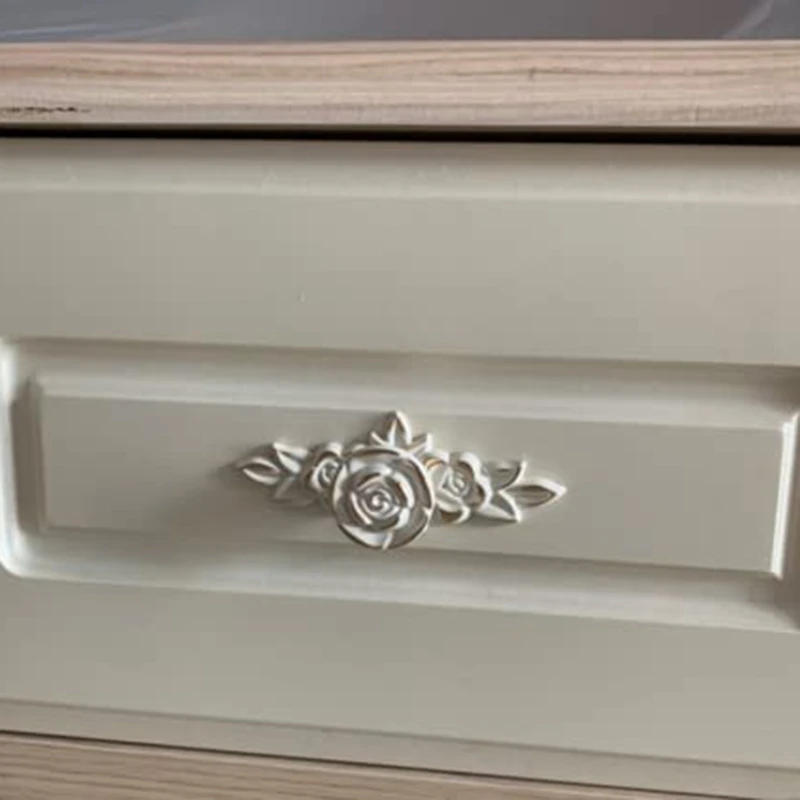 Description Picture 5 of item4Piece Euro Roses Cabinet Knobs With Backplate Flower Drawer Pull Handles For Dresser Vanity Nightstand Cupboard