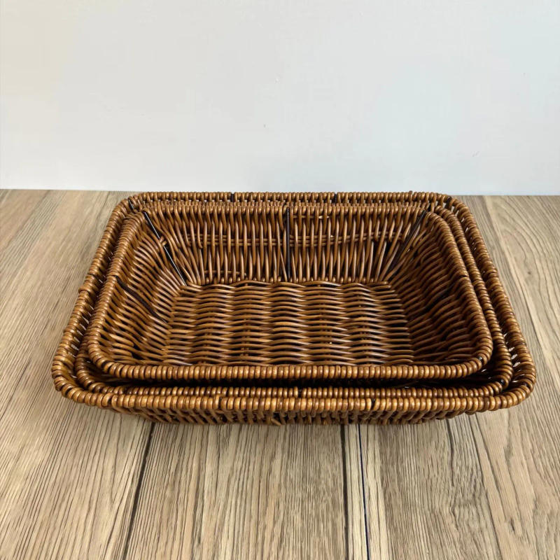 Description Picture 3 of itemSupermarket Fruit and Vegetable Display Basket Dim Sum Basket Square Storage Basket Woven Fruit Basket Snacks Bread Snack Basket