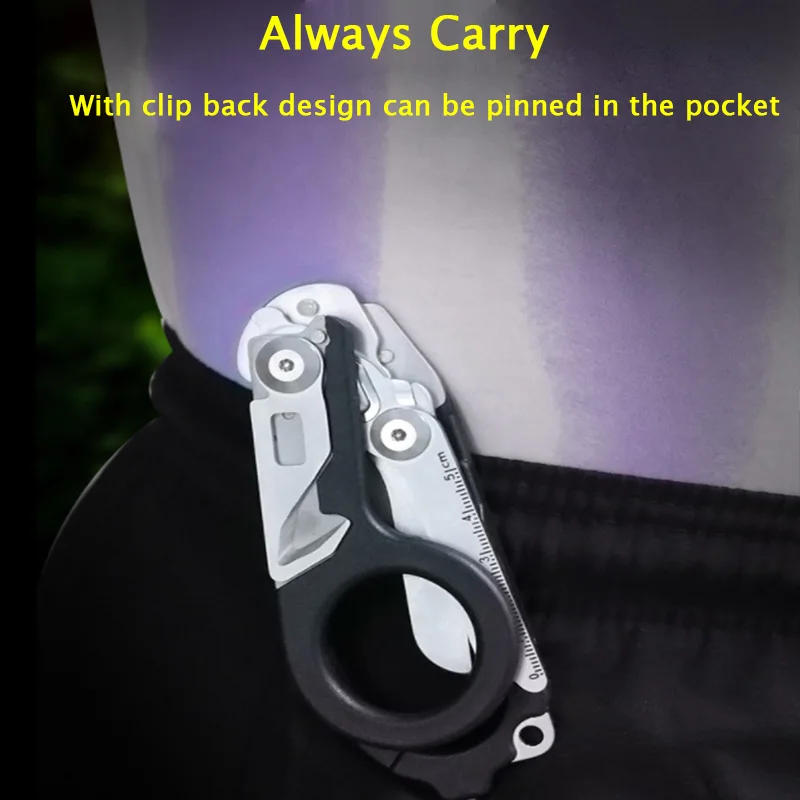 Description Picture 3 of itemMultifunction Portable Emergency Raptors Shears Tactical Luminous fluorescence Mini Folding Scissors Outdoor Survival Tool New