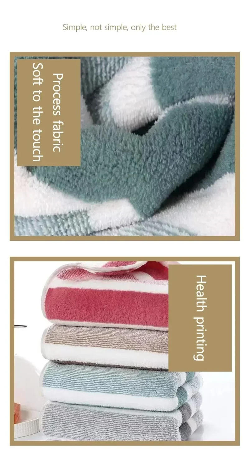 Description Picture 6 of itemStriped Pattern Towel Set Soft Hand Towel Bath Towel Quick Drying Absorbent Towels For Bathroom