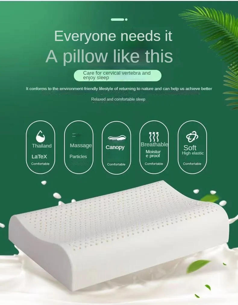 Description Picture 5 of itemThailand Natural Latex Pillow Adult Pillow Core Massage  Core Gift Children's Latex  Manufacturer Wholesale