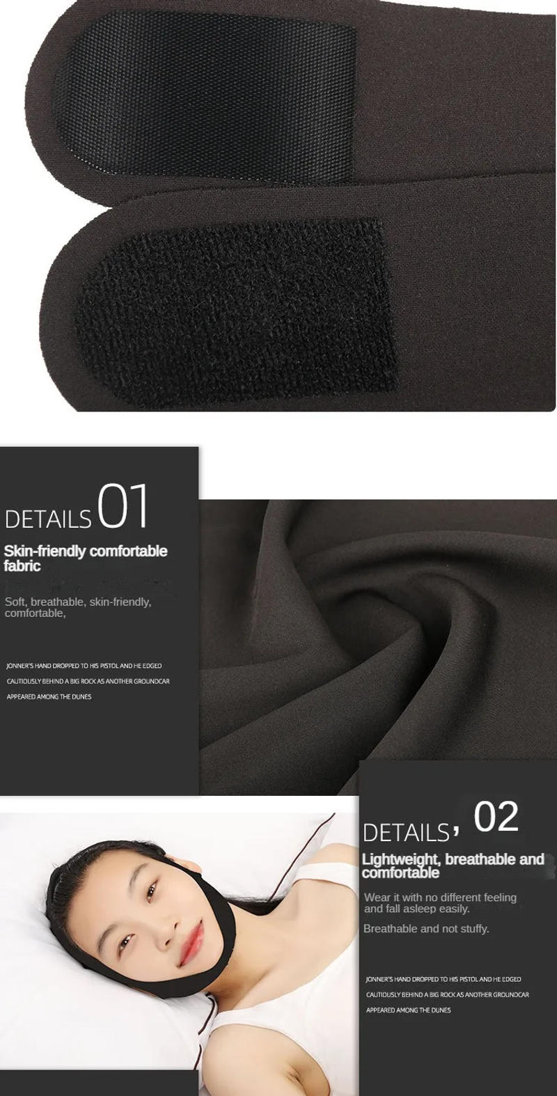 Description Picture 5 of item1pc Anti Snore Stop Snoring Chin Strap Belt Anti Apnea Jaw Solution Support Woman Man Health Sleeping Personal Health Care Tools