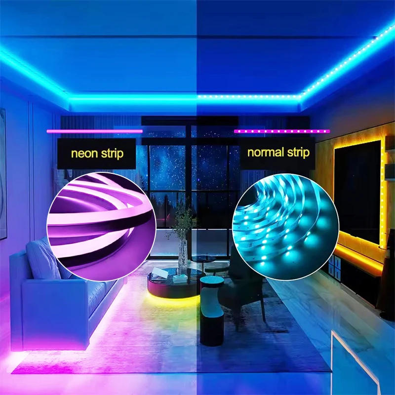 Description Picture 4 of itemDC5V RGB Neon LED Strip with 24key Remote Waterproof Neon Strip Light 1/2/3/4/5M for Room Home Outdoor TV Decor Lighting