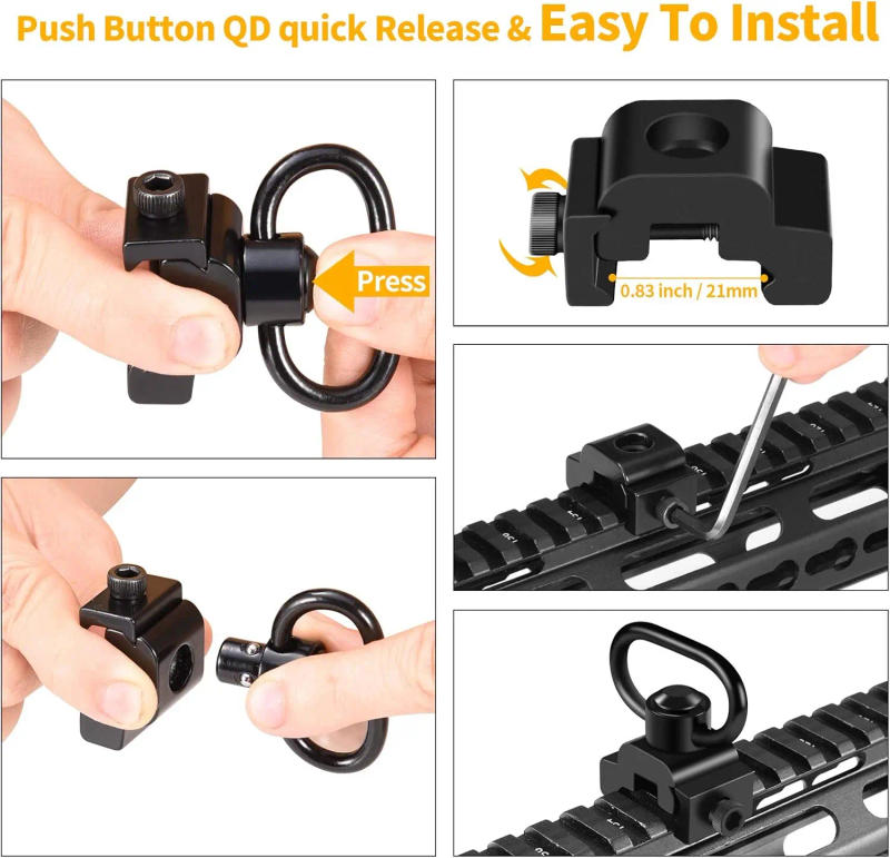 Description Picture 6 of itemQuick Detach Sling Swivel Mount Adapter 1.25” QD Rifle Strap Sling Ring Attachment 20mm Picatinny Rail Hunting Gun Accessories