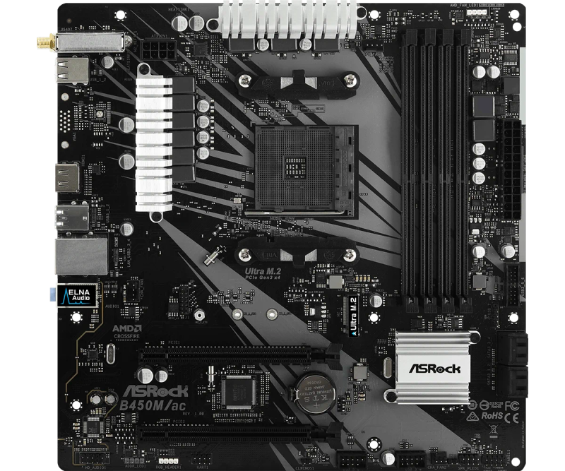 Description Picture 4 of itemASRock B450M Motherboard B450M/ac Motherboard Socket AM4 Ryzen 5 5600G 5300G 5700 3900 1500 cpus DDR4 128GB Micro ATX M.2