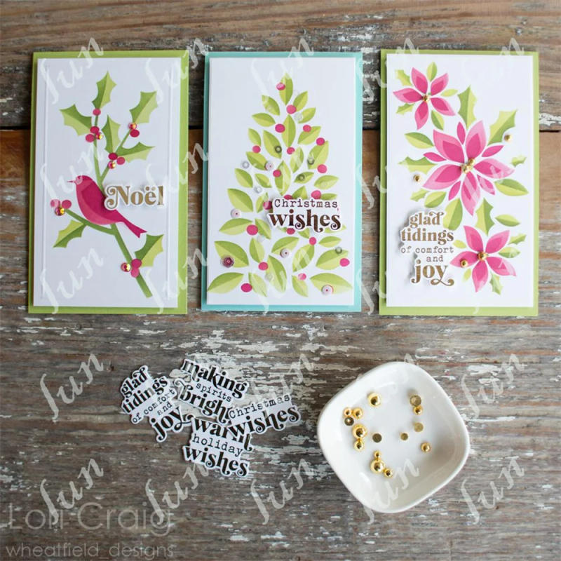 Description Picture 5 of itemTriple Slim Layering Stencils Holly Holiday Sets for Diy Scrapbooking Album Make Paper Card Embossing Template Craft Supplies