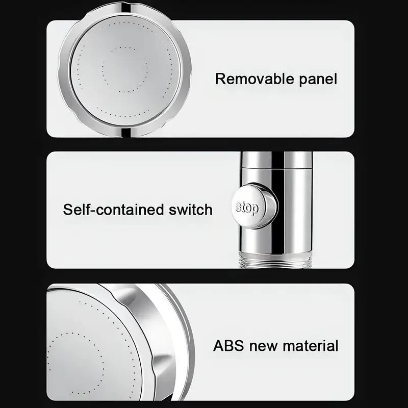Description Picture 4 of itemHigh-Pressure Shower Heads, Handheld Turbo Fan Shower, Hydro Jet Shower Head Kit With 1 Filters And Pause Switch, Water Softener