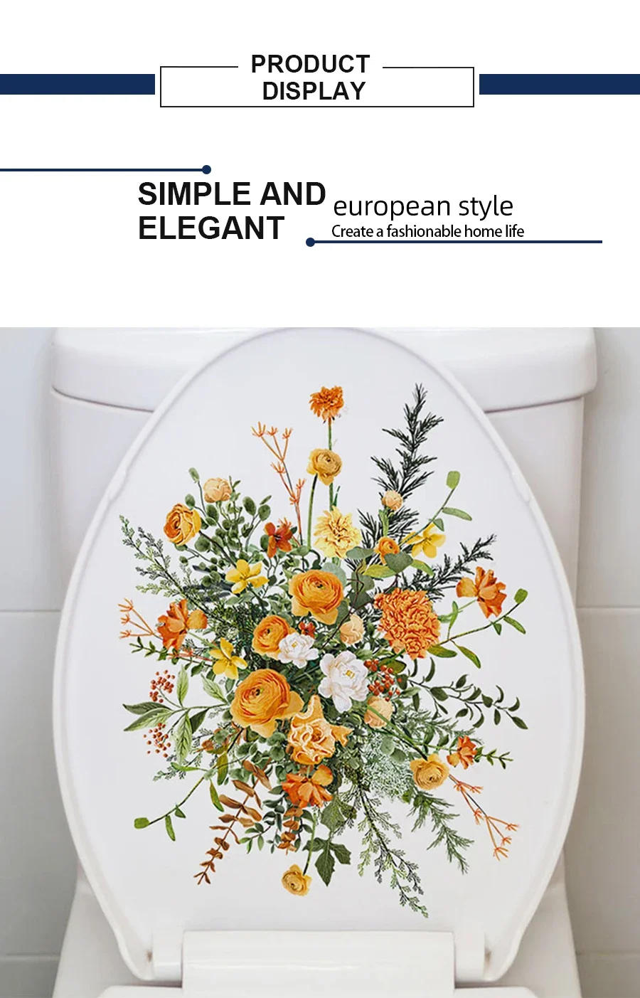 Description Picture 5 of itemGreen Plant Leaves Wall Sticker Bathroom Toilet Sticker WC Self Adhesive Mural Beautify Flower Home Bathroom Decoration Decals