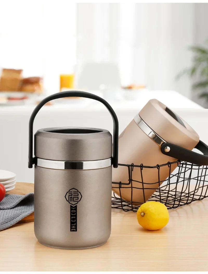 Description Picture 5 of item6 Hours Thermal Vacuum Lunch Box 304 Stainless Steel Insulated Worker Adult Food Container Large Picnic Student Bento Box Set