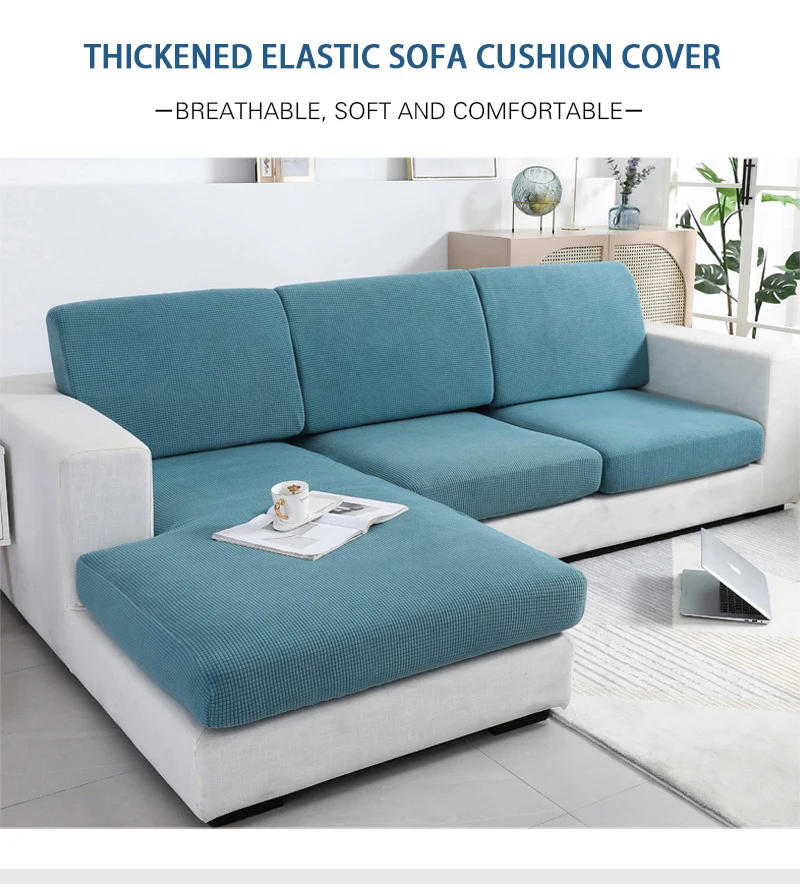 Description Picture 3 of itemThick Cushion Cover Fitted Sofa Covers for Living Room Washable Stretch Jacquard Seat Cover Furniture Protector Sectional Sofa
