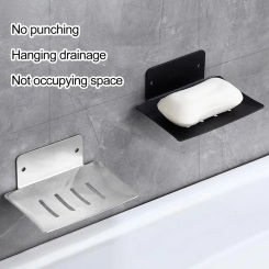 No Drilling Soap Dish Stainless Steel Soap Holder for Bathroom Kitchen Wall-mounted Sponge Tray Quick-drying Soap for Shower