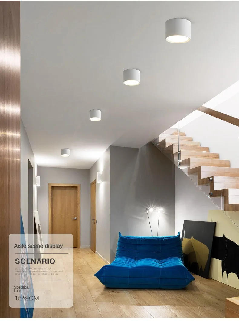 Description Picture 5 of itemNordic Round Surface Mounted Downlight Led Small Ceiling Light Spotlight Hallway Entrance Light Aisle Light Indoor Lighting