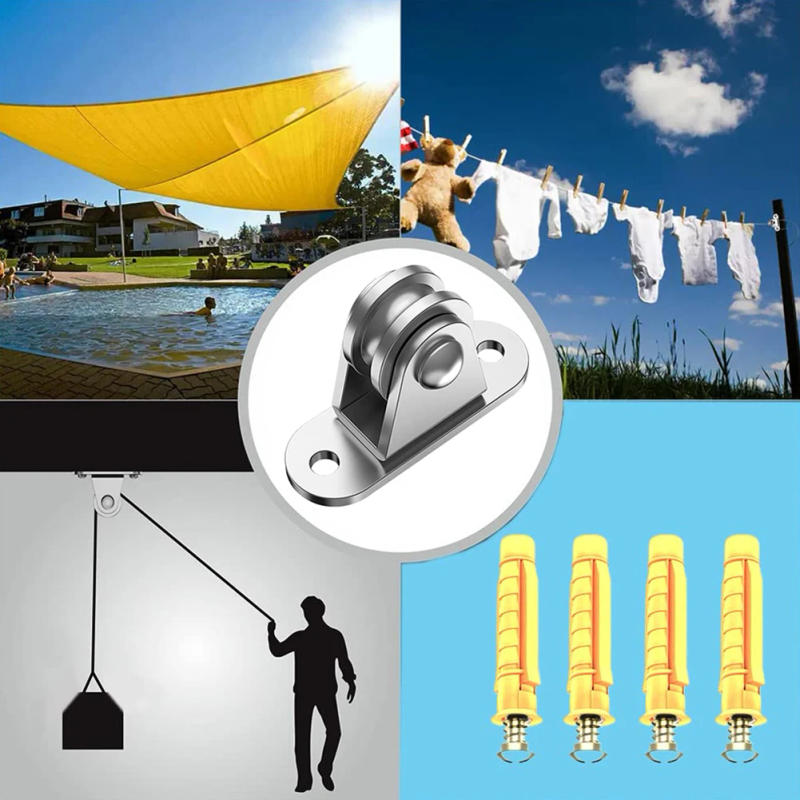 Description Picture 6 of item2/4Pcs Heavy Duty Fixed Pulley Detachable Pulley Block Kit Bearing Silent Wheel Loading 176 Lb for Sliding Gate and Wire Rope